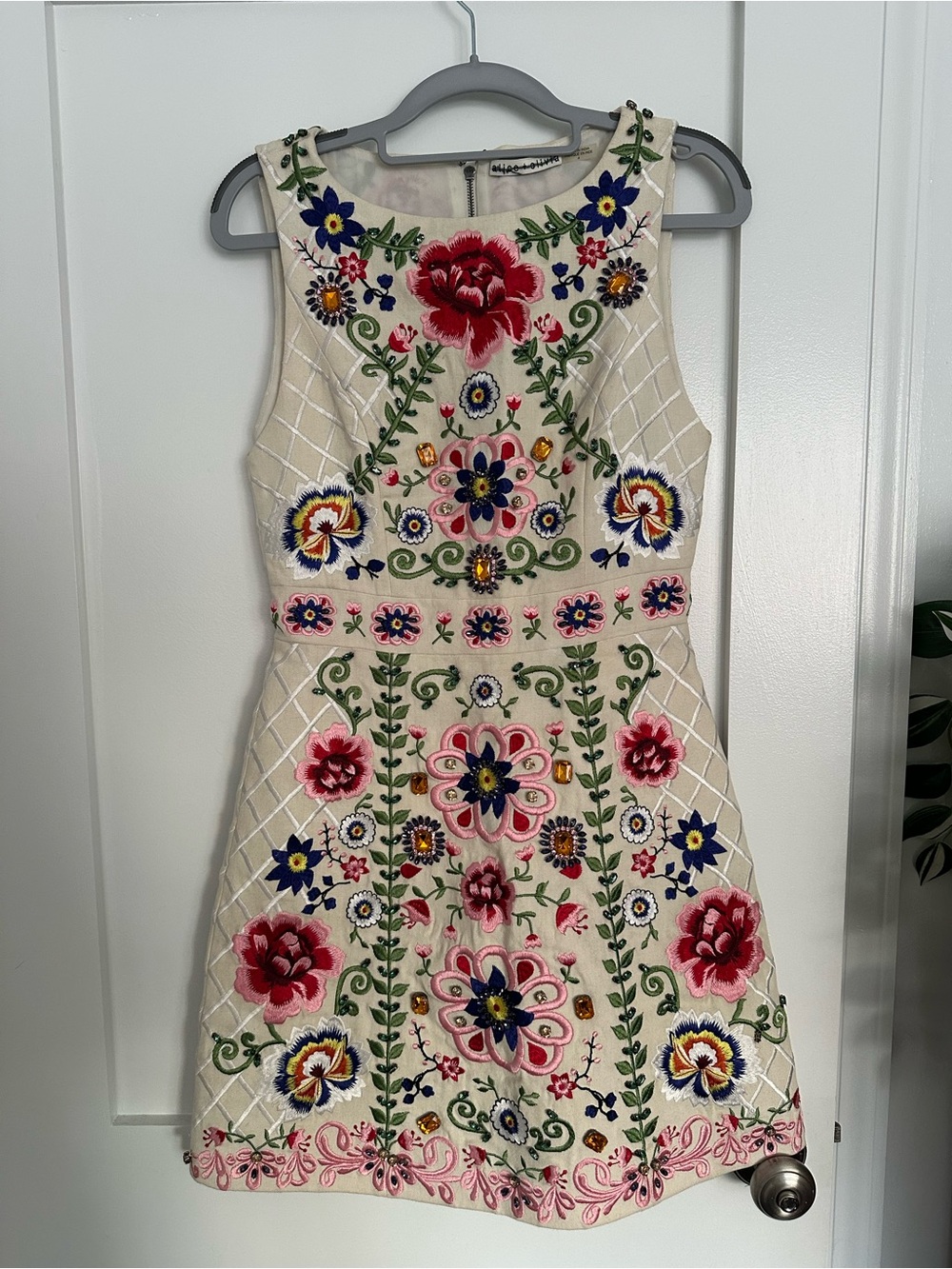 Alice + Olivia Lindsey Embroidered and Embellished Mini Dress